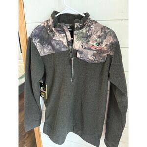 Mossy Oak Mens 1/4 Zip Pullover Camo Grid Fleece Jacket FJ10053 Small New